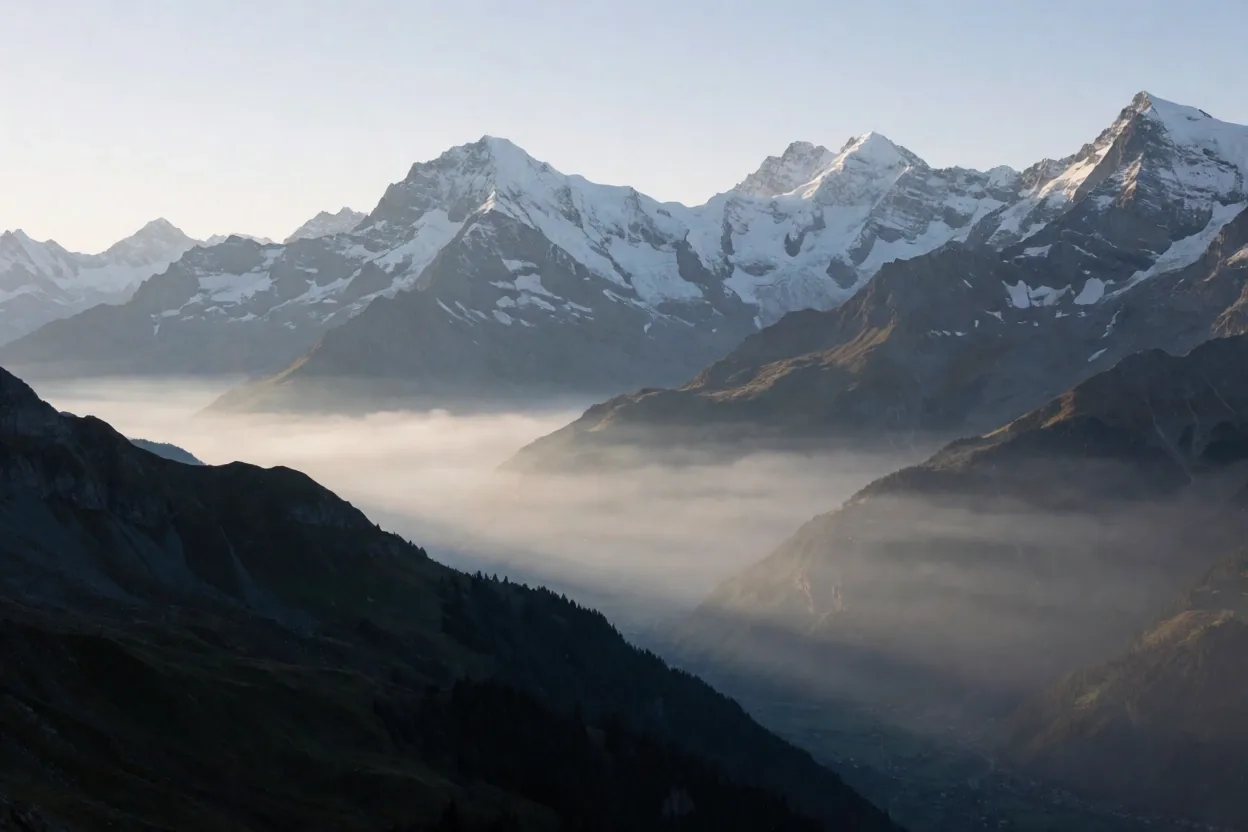 Alpines Panorama bei Sonnenaufgang